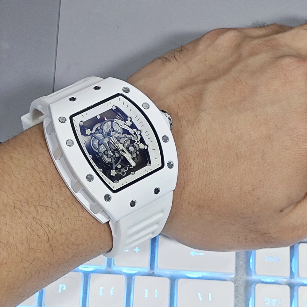 Luxury Quartz Men’s Mechanical Wristwatch 2025 New Fashion Trend Automatic Waterproof Male Watch Transparent Watches