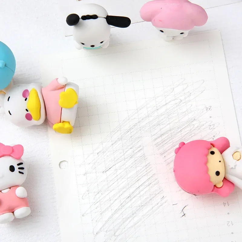 Sanrio Eraser 12pcs Hello Kitty Detachable Assembly Gift Box Eraser Student Holiday Prizes Small Gifts pencil eraser
