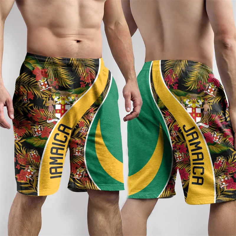 2024 Hawaiian Vacation Beach Shorts Jamaica Flag Print Oversized Sportswear Gym Trunks Quick Drying Ice Shorts Hawaii Swimwear