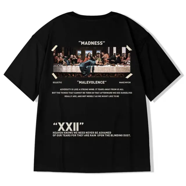 ZAZOMDE 2022 New High Street T Shirt Streetwear Men Hip Hop Printed T-Shirts Summer Hot Sale Harajuku Cotton Tee Male Loose Tops Black