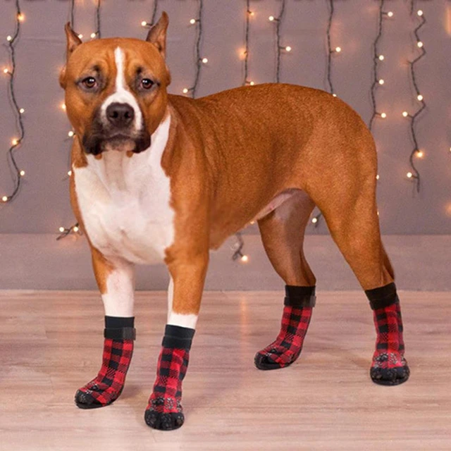 Non Slip Dog Socks 4pcs/set Pet Dog Shoes Reflective Waterproof Dog Boots  Warm Snow Rain For Puppy Small Medium Large Dogs - AliExpress