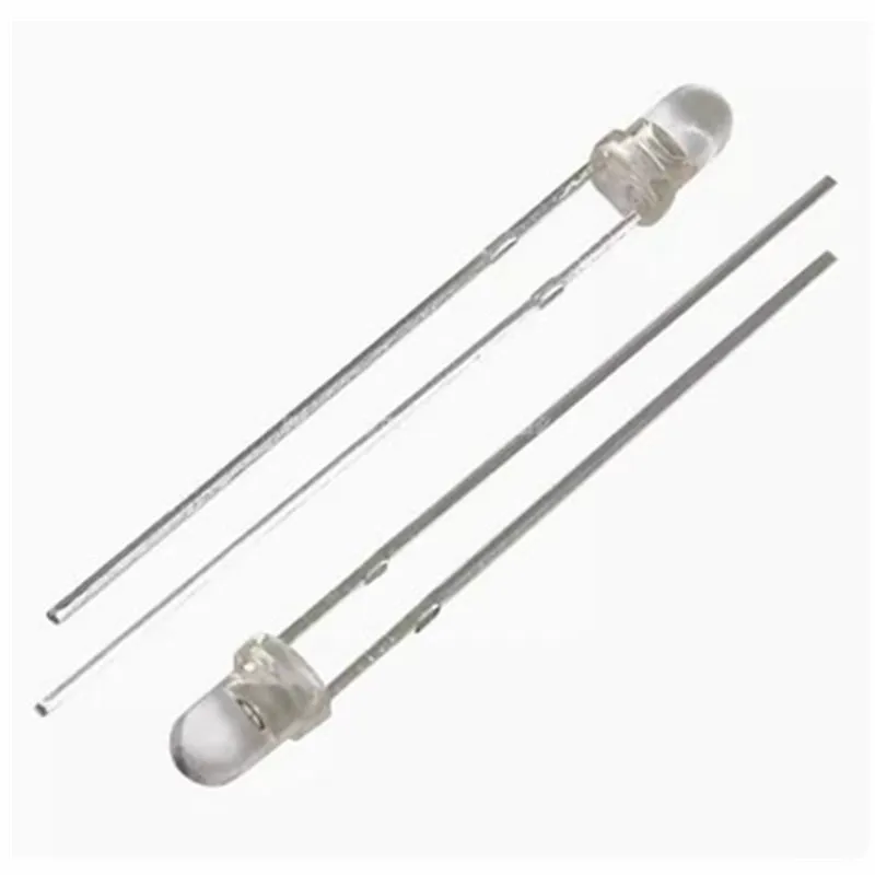 50PCS 3MM photodiode F3 transparent white colloidal receive photosensitive light-controlled LED lamp bead 1000pcs f3 3mm diffused white red green blue yellow warm white diode led light emitting diode f3 3mm led round diodes lamp bulb