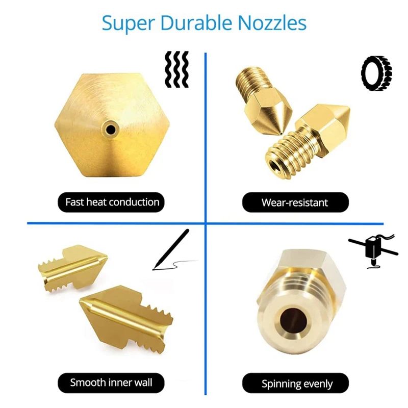 히터 블록 실리콘 커버 포함 3D 프린터 노즐, 0.4MM MK8 Ender 3 노즐 20 개, Ender 3 V2 5 바늘 포함, 4 개
