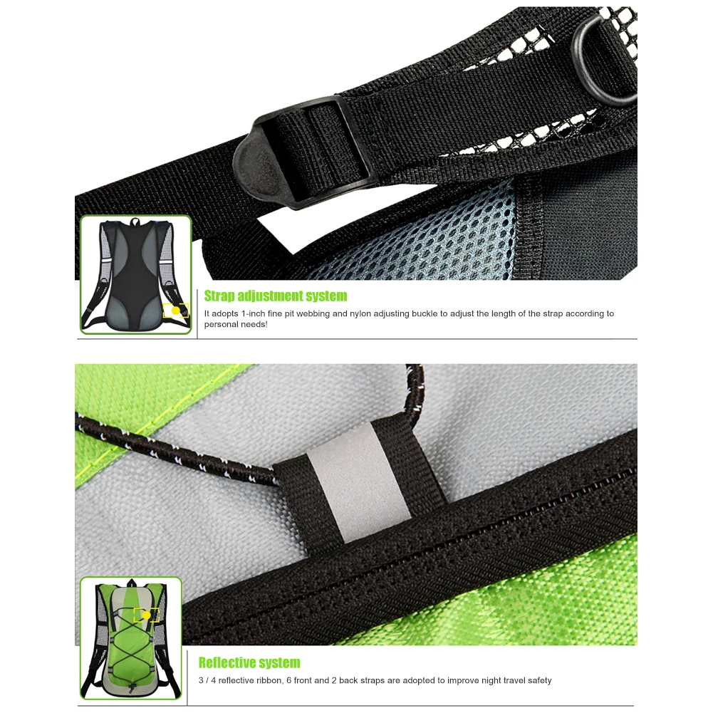 Outdoor Cycling Knapsack Reflective Running Cycling Hiking Hydration Backpack Pack Vest Bag for Water Bag Bicycle Accessories