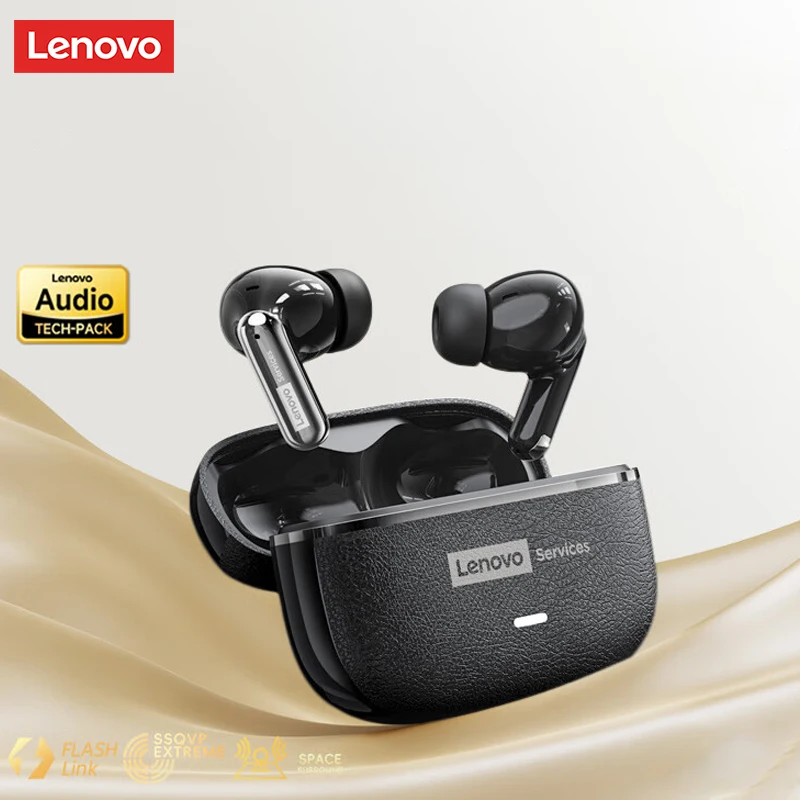 Lenovo LE208 TWS Bluetooth 6.0 Wireless Leather Earphones Stereo ENC thumbnail 1
