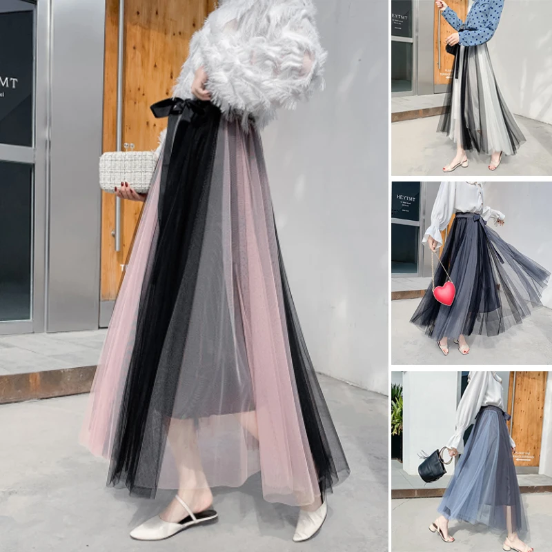 Mesh skirt 2022 spring and summer new high-waisted mid-length color matching pleated skirt a-line large swing skirt gauze skirt 3m 3 large hologram gauze projector screen 3d holographic stage projection display hologram mesh screen