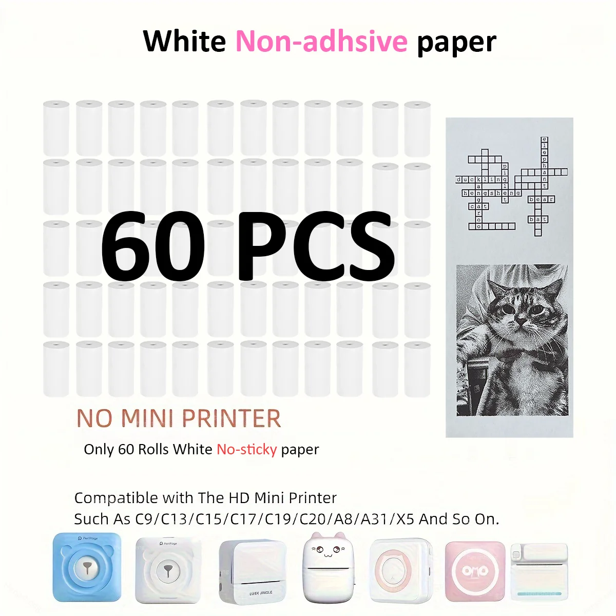 60PCS Thermal Paper MINI Printing Self-adhesive Label Sticker For Mini Printers Stickers Photo Sticky paper scrapbook