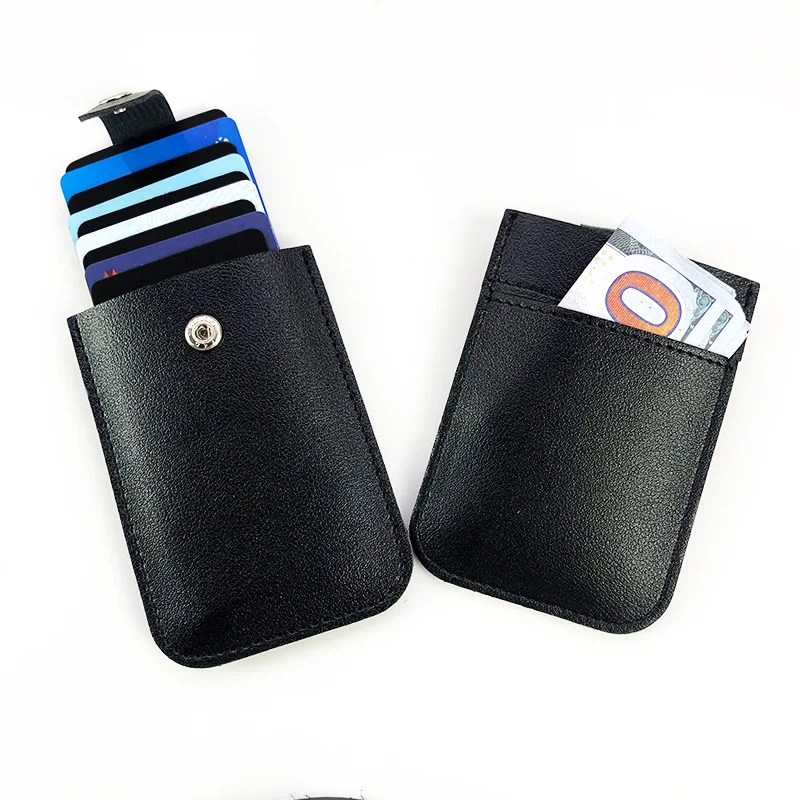 Cascading pull-out card bag, multi-card position, portable PU leather strap snap snap card bag, women's small delicate