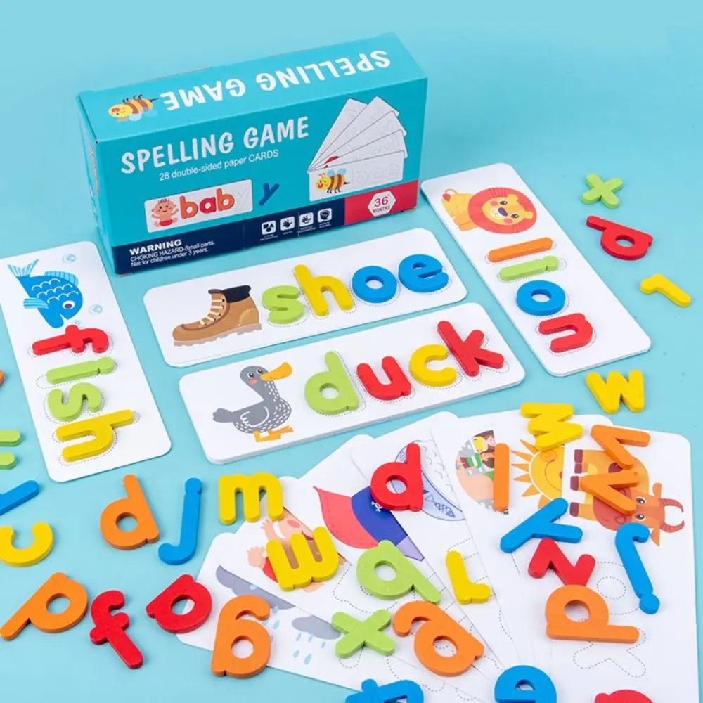 Wooden Word Spelling Game For Children 26 English Letters Spelling Practice Early Education Cognitive Educational Toys