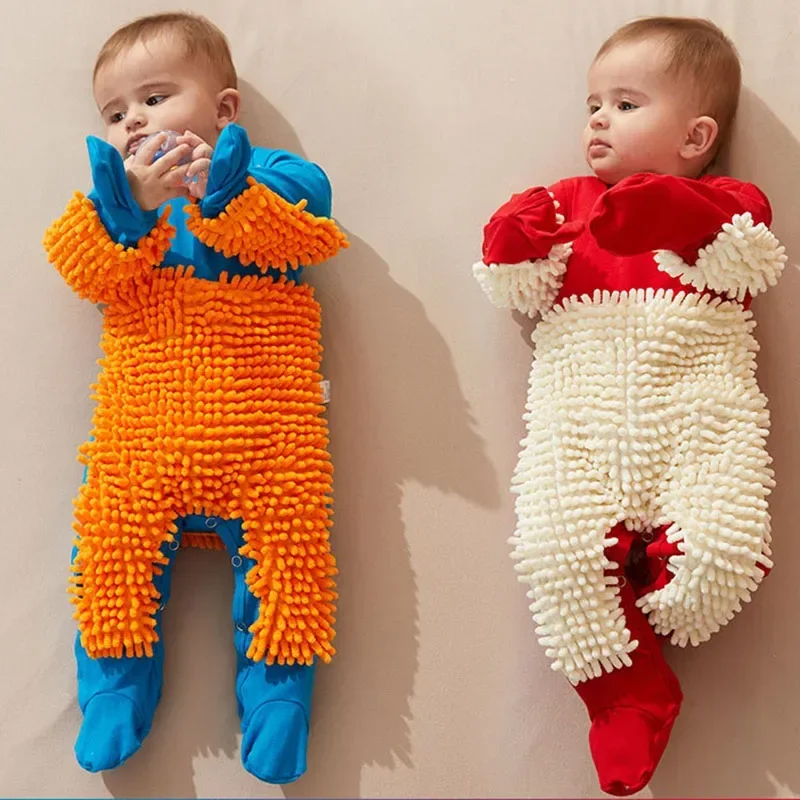 

Autumn Infant Baby Boy Girl Rompers Spring Newborn Baby Jumpsuit Mop Mopping Cleaning Boys Girls Baby Crawl Clothes