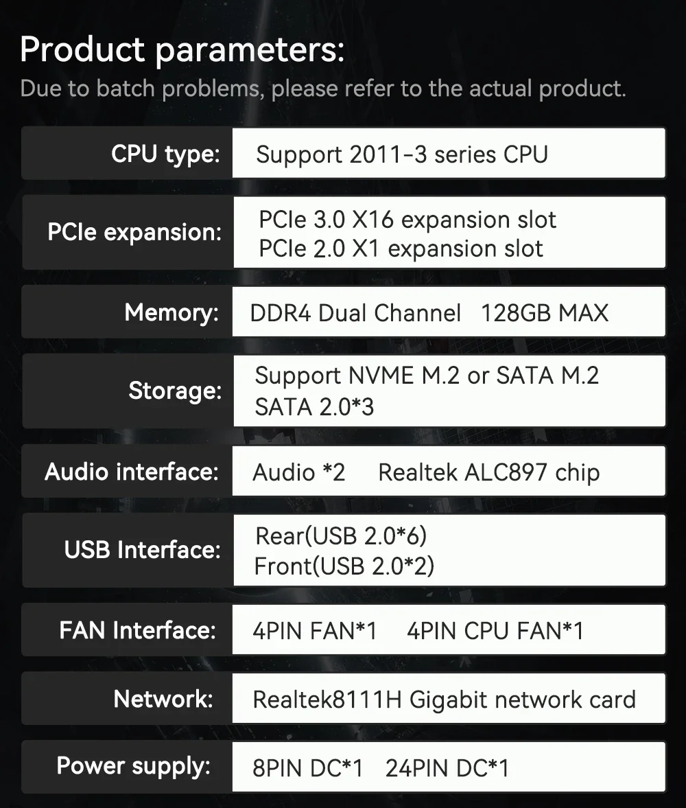 Description Picture 2 of itemPR9-H MACHINIST X99 motherboard Set kit LGA2011-3 xeon E5 2640 V3 CPU and DDR4 16GB ECC memory combo NVME SATA M.2