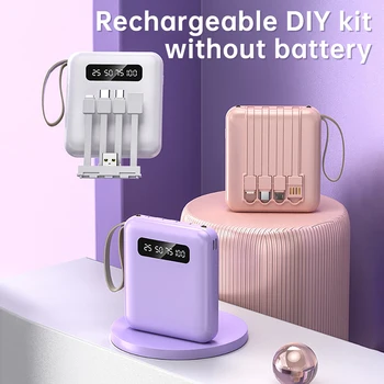 Rechargeable Battery DIY Kit 18650 Power Bank Charge Storage Box Digital Display 4 Output Interface For Charging Mobile Phones