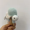 Handmade Crochet Cartoon Sea ​​Turtle Animal Baby Rattle Toys Safe Beech Wood Newborn Handhold Teething Ring Baby Teether 4