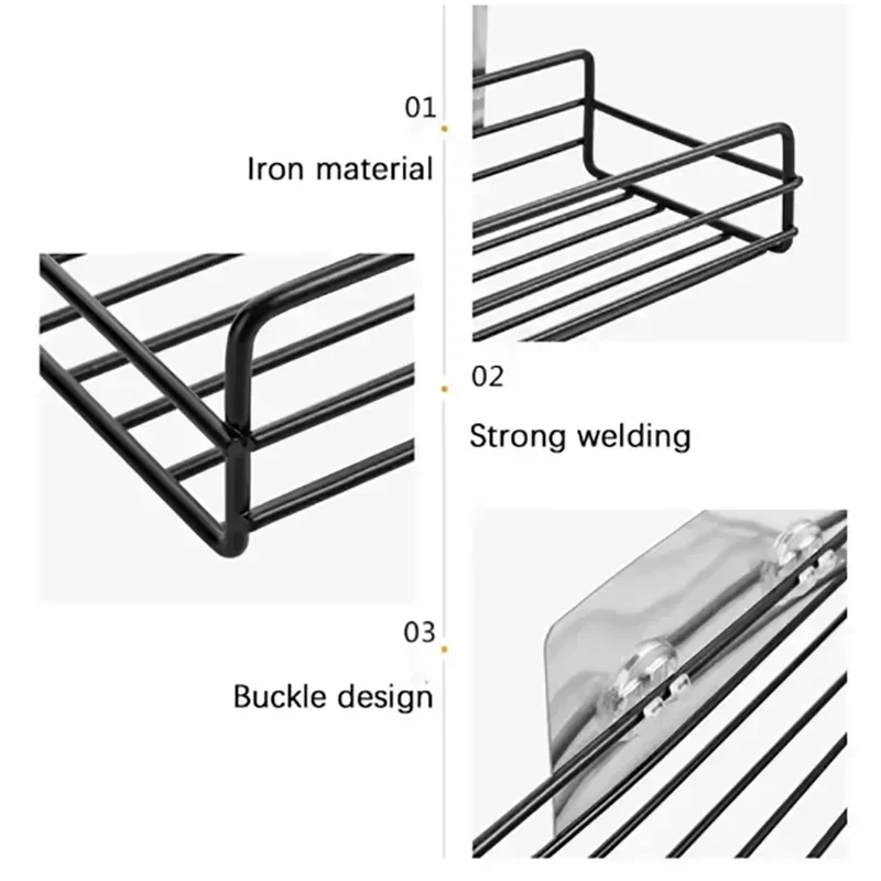 Bathroom Storage Rack Corner Frame Iron Shower Punch Free Mounted Caddy Rack