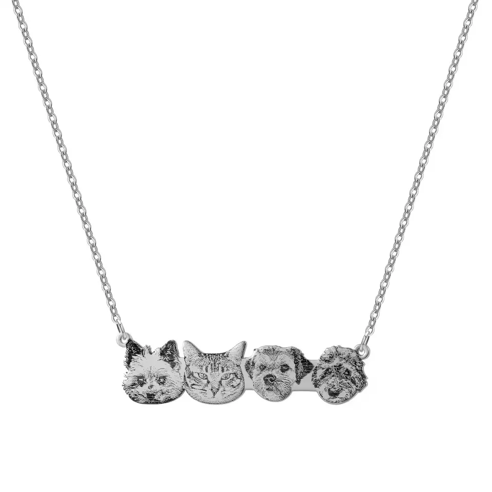 Schmuck Geschenk für Haustierliebhaber Besitzer Katze Foto Anhänger Halskette Haustier Individuell gravierte Haustier Porträt Halskette mit Namen Hund Memorial – Detail 6