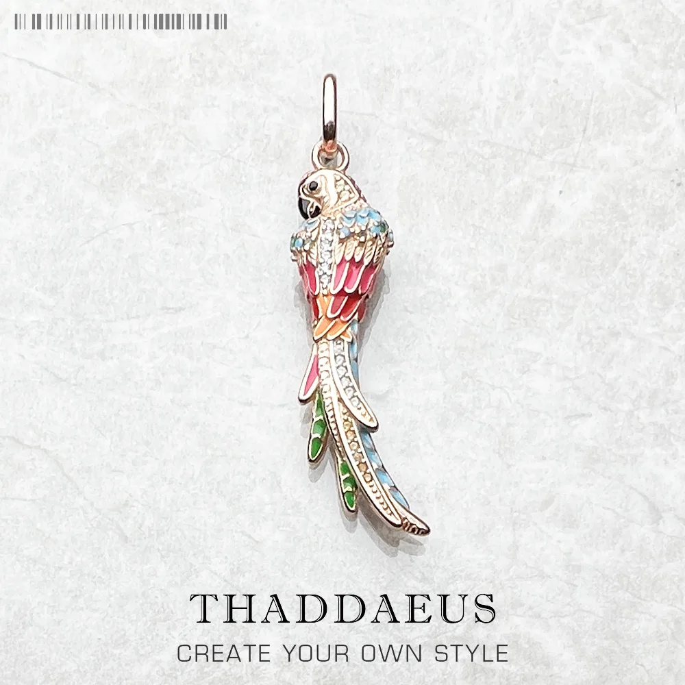 Pendants Colourful Parrot,Spring New Jewelry 925 Sterling Silver Accessorie Jungle Gift For Women