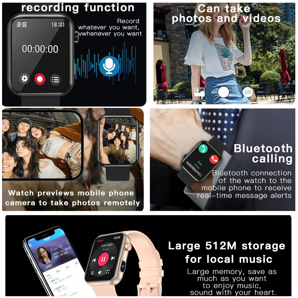 2025 New Smart Watch with Camera Dynamic Dial Bluetooth Call Photo Recording Video Recording Multi Motion Mode Android iOS Watch