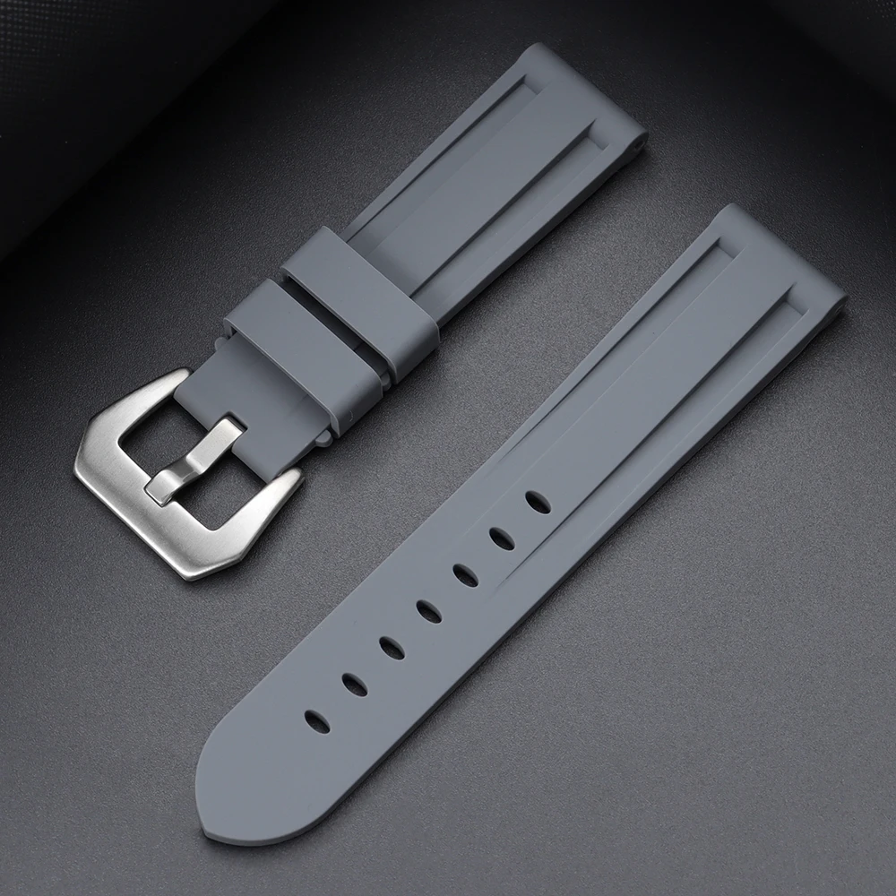 Premium Stitching Sports Silicone Watch Bands - Soft, Comfortable Rubber Strap in Blue, Black, and Brown
