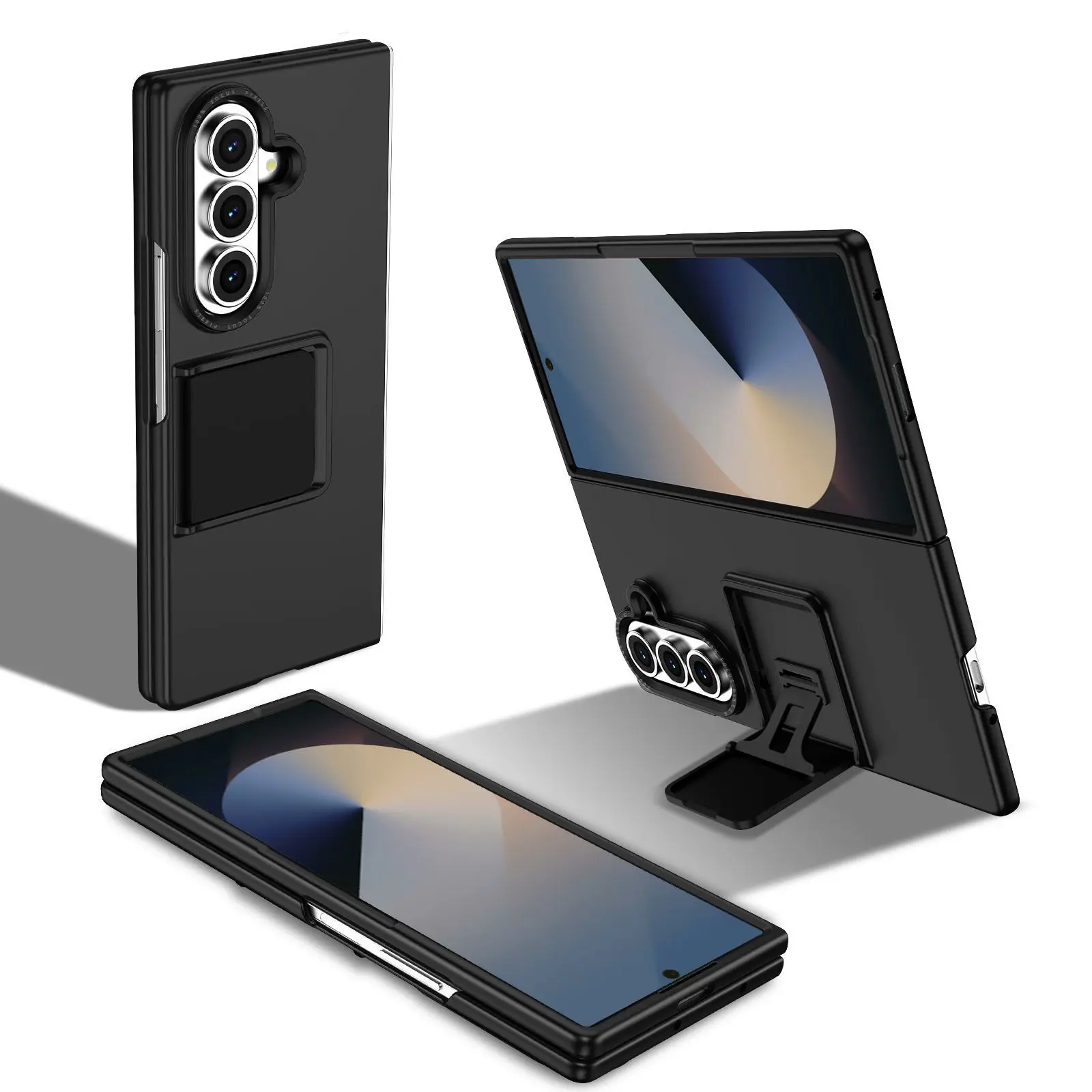 Premium Protective Case with Built-in Kickstand and Camera Guard - Black Blue
