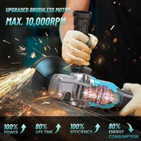 SEESII 21V Brushless Angle Grinder 125mm Cordless Cutting Polishing Machine Electric Li-ion Power Tools for Makita 18v Battery 2