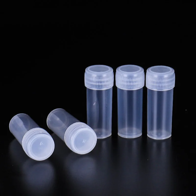 

100Pcs/Pack 5ml Plastic Test Tubes Vials Sample Container Powder Craft Screw Cap Bottles for Office School Chemistry Supplies