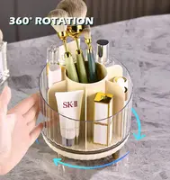 360 Rotating Cosmetics Makeup Brush Organizer with 7 Compartment, Makeup Holder for Vanity Home Office Desktop Storage Box 1