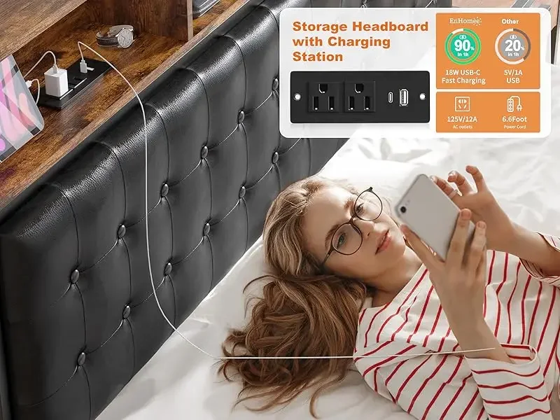 Bed Frame with Charging Station