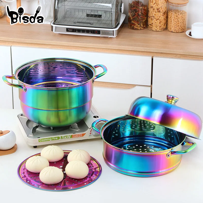 Stainless Steel Three Layer Thick Steamer Pot Soup Steam Pot Universal Cooking Pots for Induction Cooker Gas Stove Steam