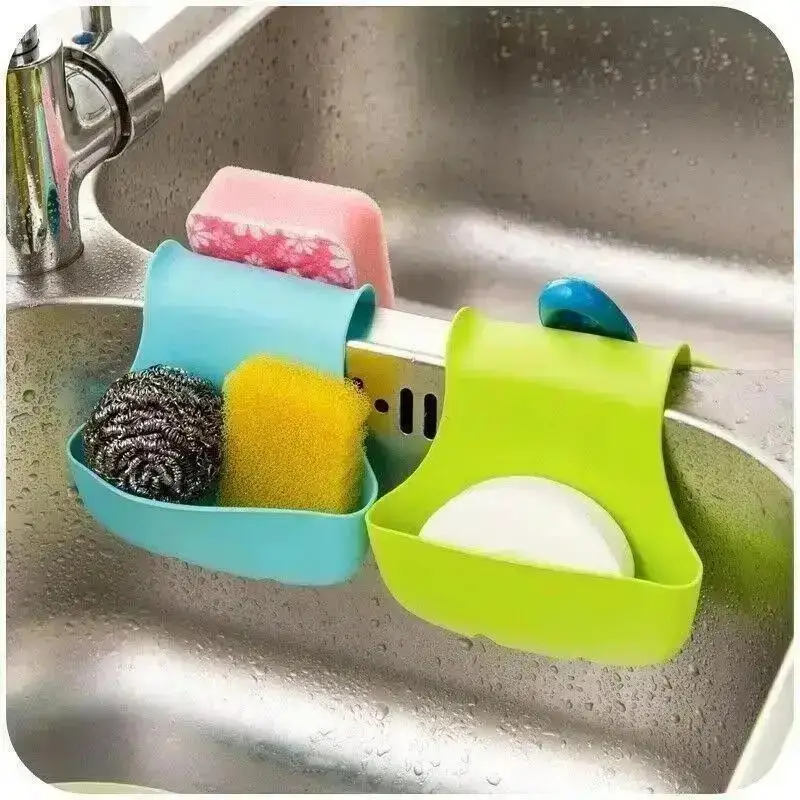 1 Pcs Hanging Pocket Drain Rack Shelf Suction Cup Sink Drain Basket Bowl Sponge Faucet Holder Kitchen Bathroom Storage Organizer