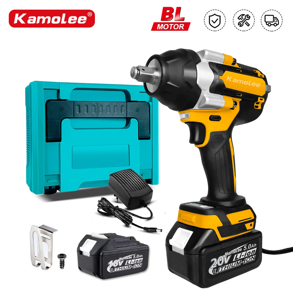 Kamolee 1800N.M 토크 DTW700 브러시리스 전기 임팩트 렌치, 마끼다 18V 배터리용 1/2 인치 무선 렌치 전동 ...