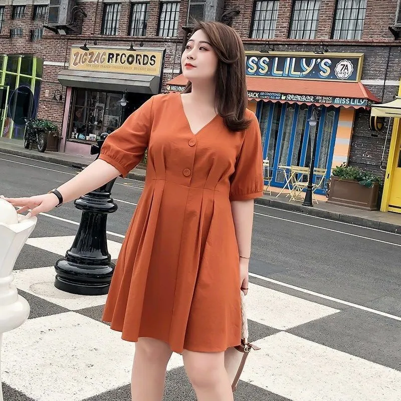 

5XL Women Short Sleeve Dresses 2023 Korean Elegant Vintage Chic Shirt Dress Summer A-Line Club Party Vestidos Female Selling
