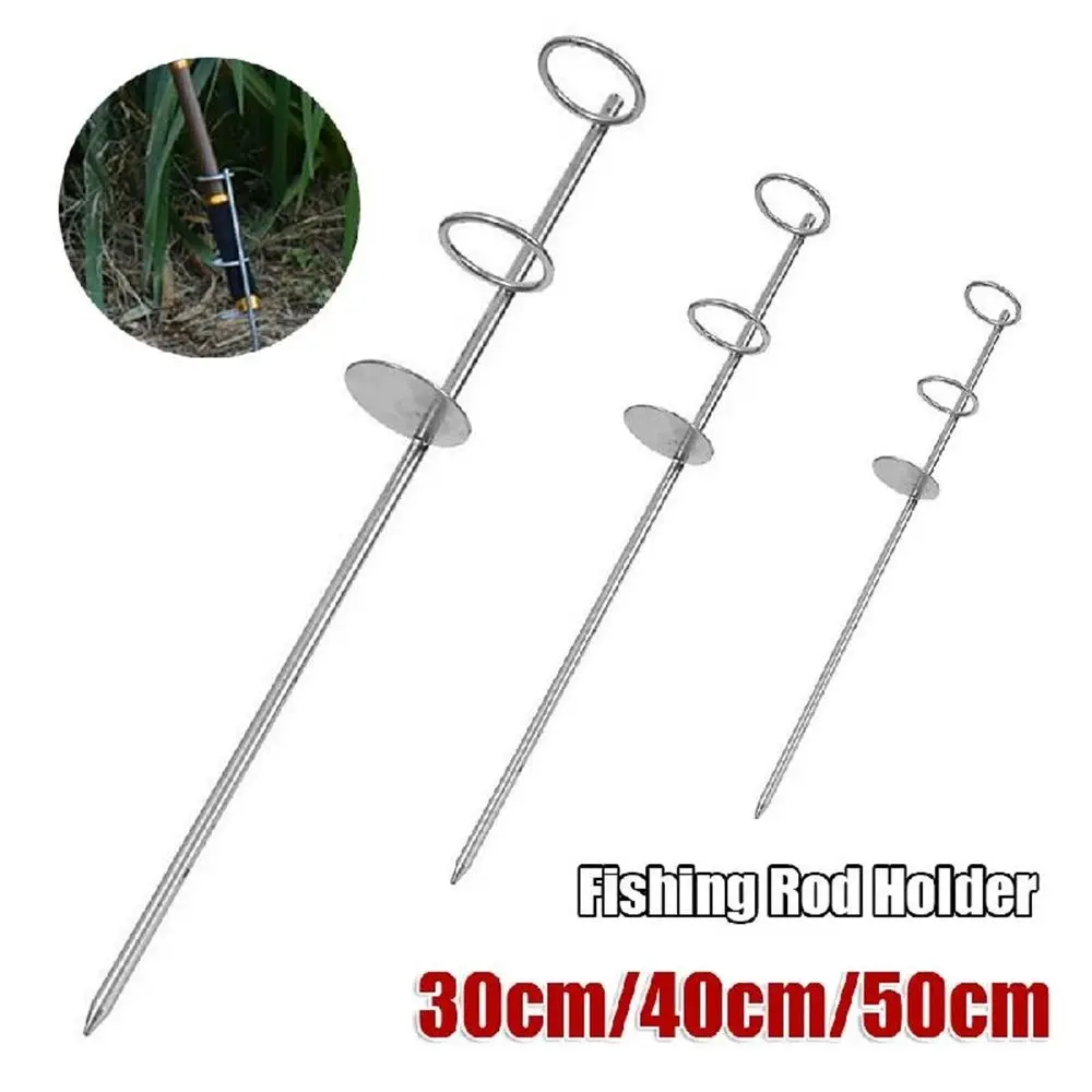 30/40/50cm Portable Fishing Rod Holder Support Stainless Steel Ground Spike  Rod Rest Stand Bank Fishing Ground Rod Holder Tackle