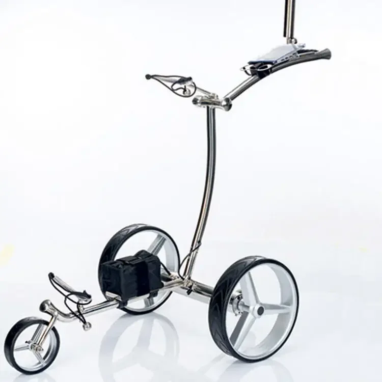 Professional Foldable Electric Golf Trolley, Push Cart, 3 Wheel