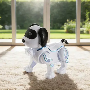 Cane Robot Elettrico Interattivo con Musica e Luci, Giocattolo Elettronico per Bambini e Neonati, Cucciolo da Passeggio con Guinzaglio, Regalo