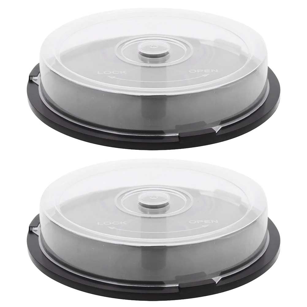

2 Pcs CD Storage Bin Container Holder Organizer Spindle Pp Plastic Dvd Empty Bucket
