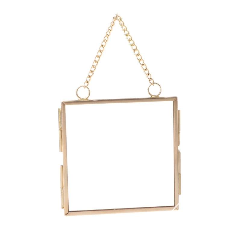 Photo Frame Creative DIY Chain Retro Metal High Translucent Glass Specimen Folder 2 Size Optional photo frame art frames acrylic display holder display case