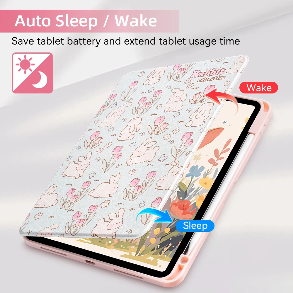 360-Degree Rotating Tablet Case with Auto Sleep/Wake and Pencil Holder
