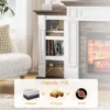 70" Electric Fireplace with Mantel, Fireplace TV Stand , Farmhouse Entertainment Center , Realistic Stacked Stone Surround 3