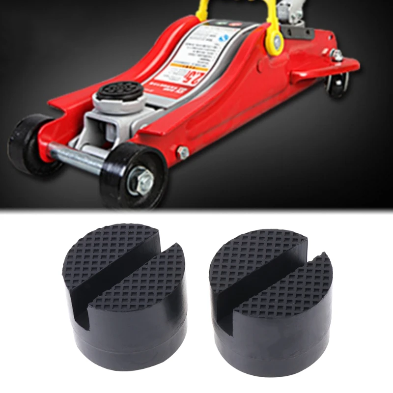 

2 Pcs Black 50x37mm Car Auto Slotted Frame Hydraulic Floor Rubber Pad