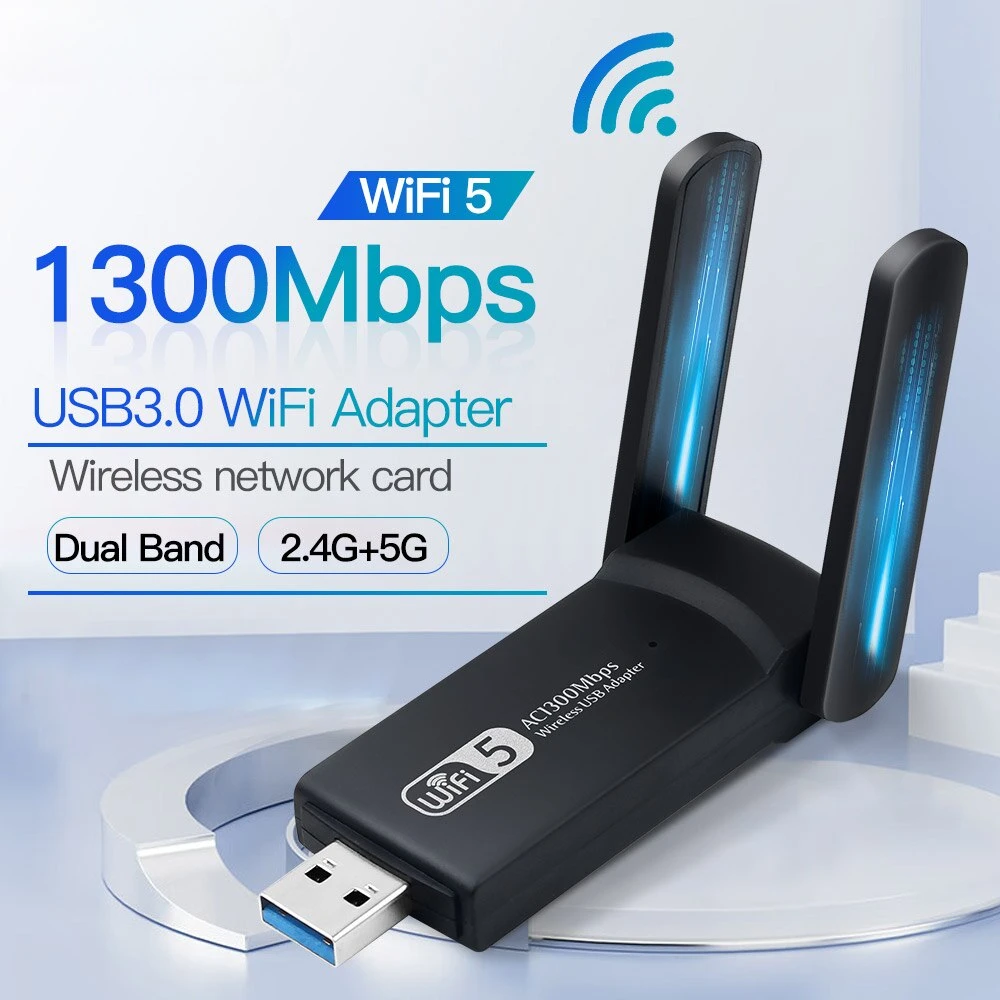 

USB 3.0 Wi-Fi адаптер 1300 Мбит/с, 2,4 ГГц, 5 ГГц