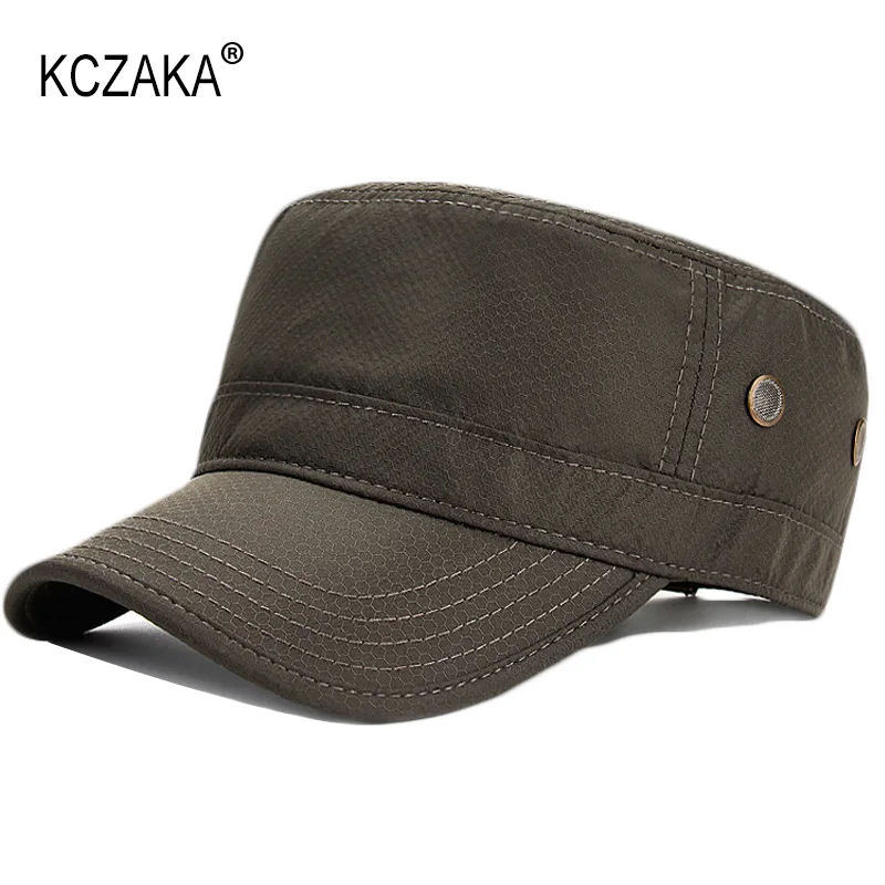 Brand Men's Flat Hat Summer Soft Top Polyester Quick Dry Military