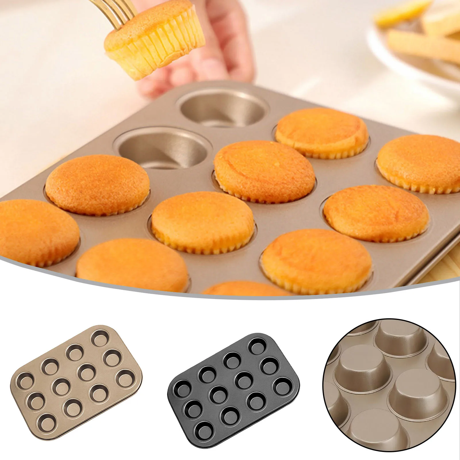 

12 Well Baking Sheet Commercial Cup Tart Round Oven Baking Sheet Non Stick Steel Baking Sheet Cookie Cake Pans With Lids