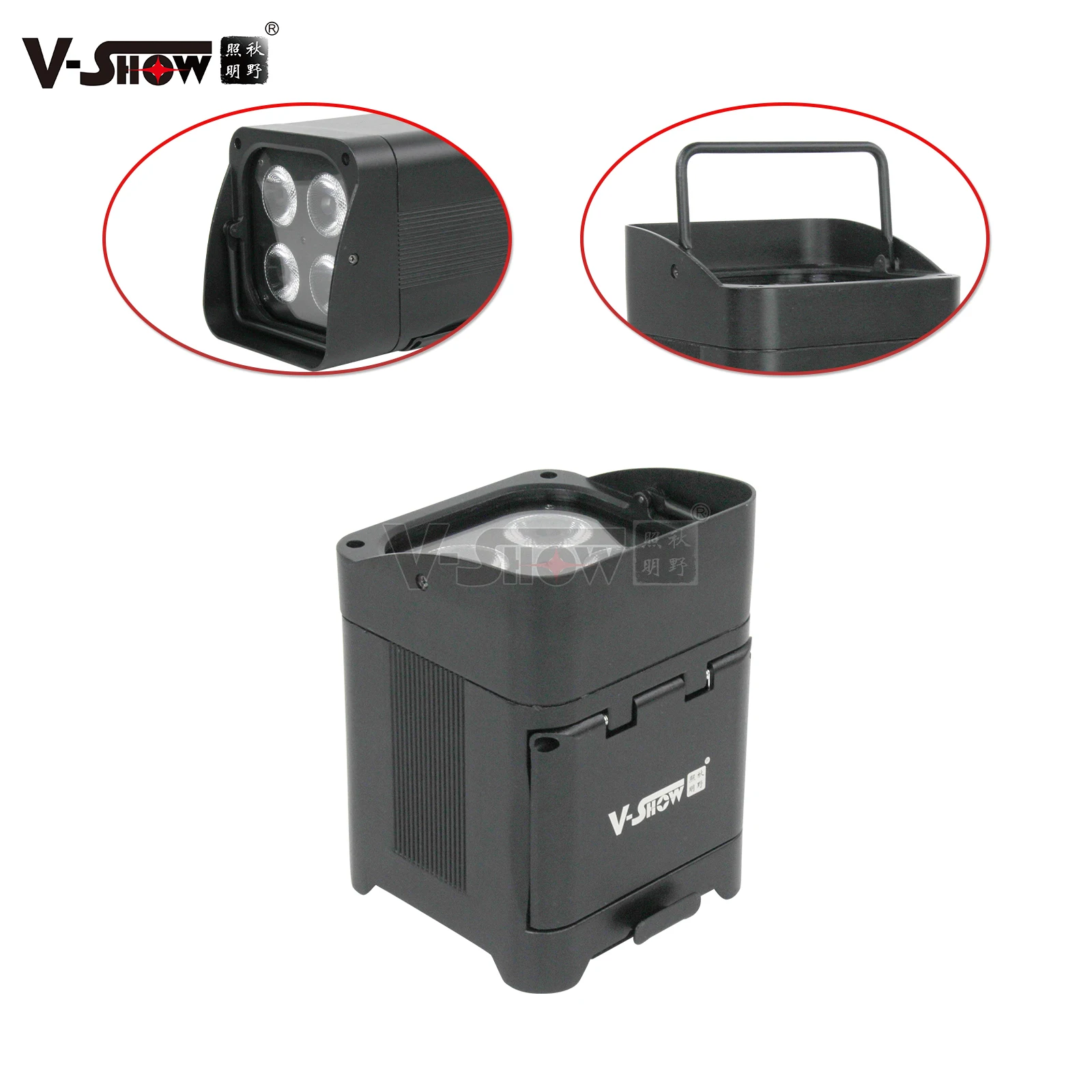 V-show 야외 방수 배터리 가방 포함, 무선 DMX 와이파이 원격 LED 웨딩 업라이트, 4x18W RGBWAUV, 6in 1 LED 파, 4 개