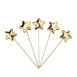Elegant Crown Star Cake Toppers - Set of 5, Gold & Silver for Celebrations and Weddings (1)