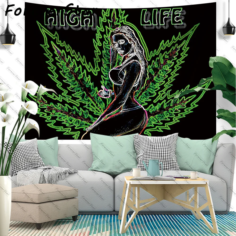 

ForeverStar Psychedelic Marijuana Lea Funny Tapestry College Dorm Boutique Wall Hanging Vintage Wall Tapestry Home Decor