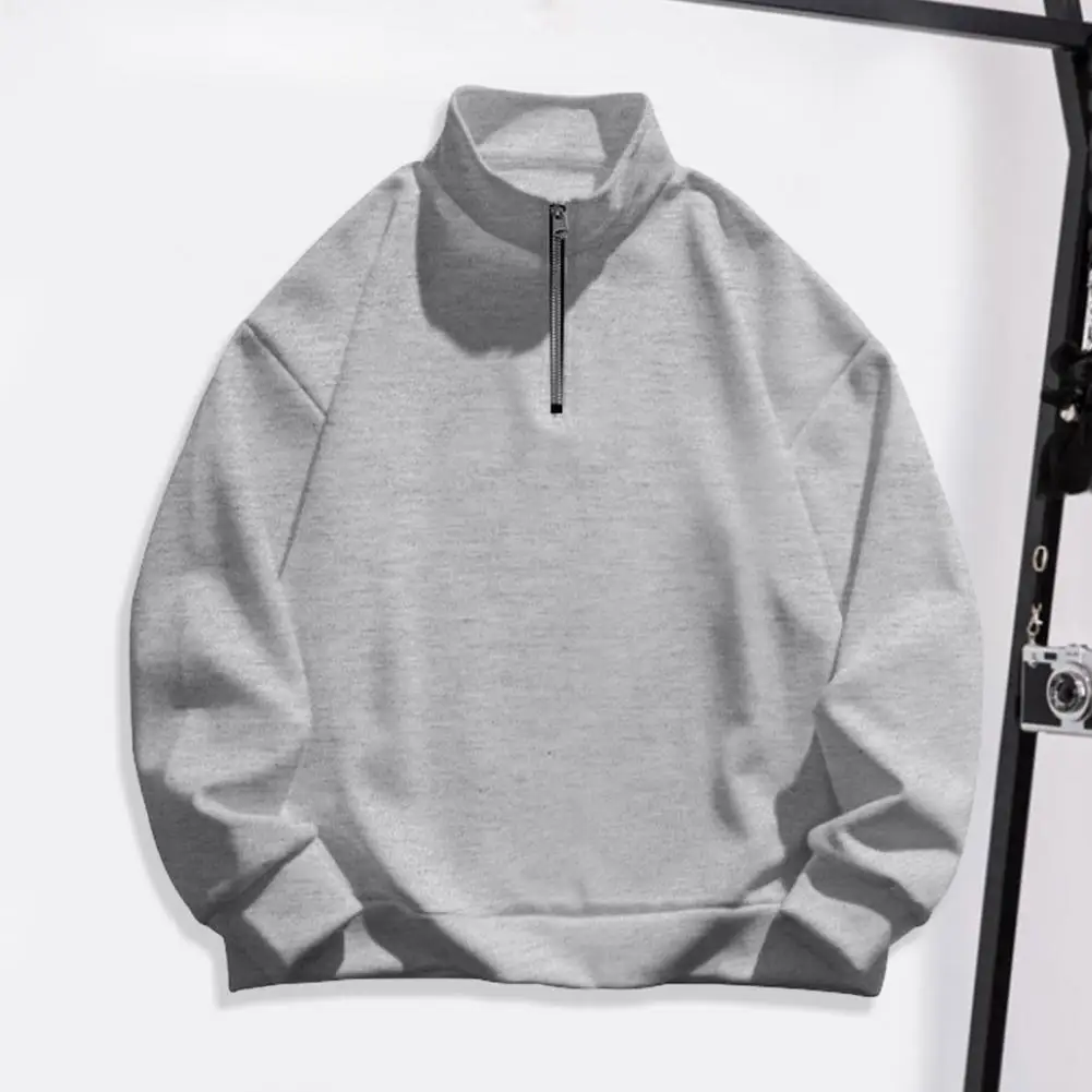 

Loose Fit Men Sweatshirt Men's Spring Fall Half Zipper Stand Collar Sweatshirt Breathable Sports Casual Top with Soft for Male