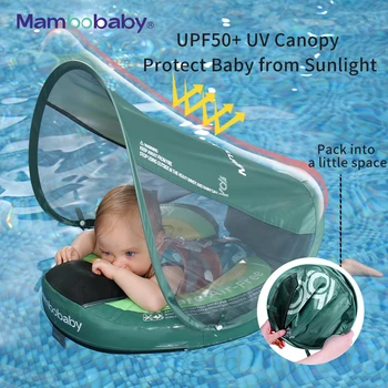Mambobaby Baby Swimming Float With Sunshade For Infant Non-Inflatable Pool Accessories Outdoor Summer Play Water Games Floater 1