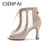CIDIPAI Red Sole Latin Dance Shoes Woman Ballroom Dance Boots Rhinestones High Heels For Salsa Training Shoes Women Party Shoes 4