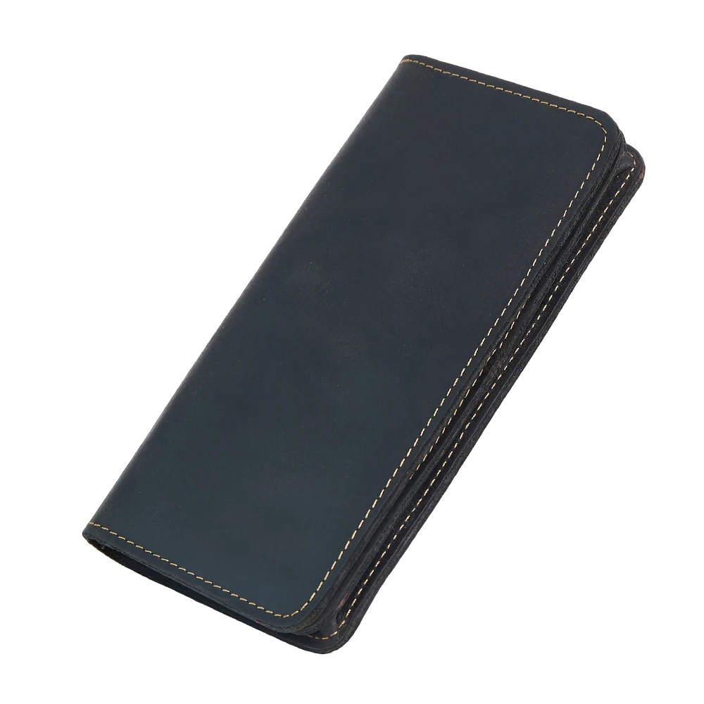 Crazy Horse Men Wallet Retro Fashion Large Capacity Long Wallet Fashion Casual Handbag Genuine Leather Wallet For Men