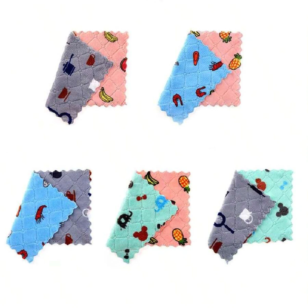 5/10pcs-Dishwashing cloth, absorbent coral velvet dishcloth, household kitchen and household soft cleaning cloth, random color 5